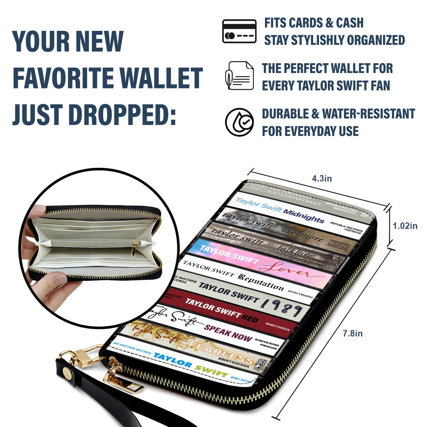 Taylor Swift Albums Cassette Vintage Leather Long Wallet