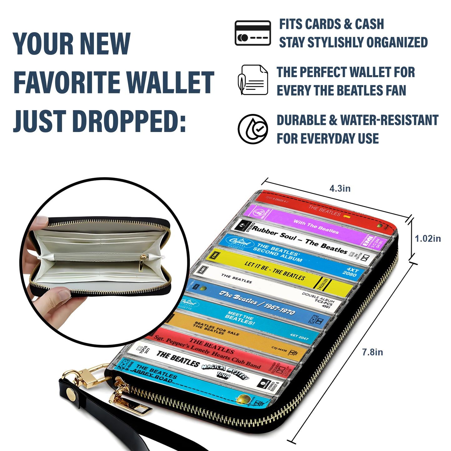 The Beatles Albums Cassette Vintage Leather Long Wallet