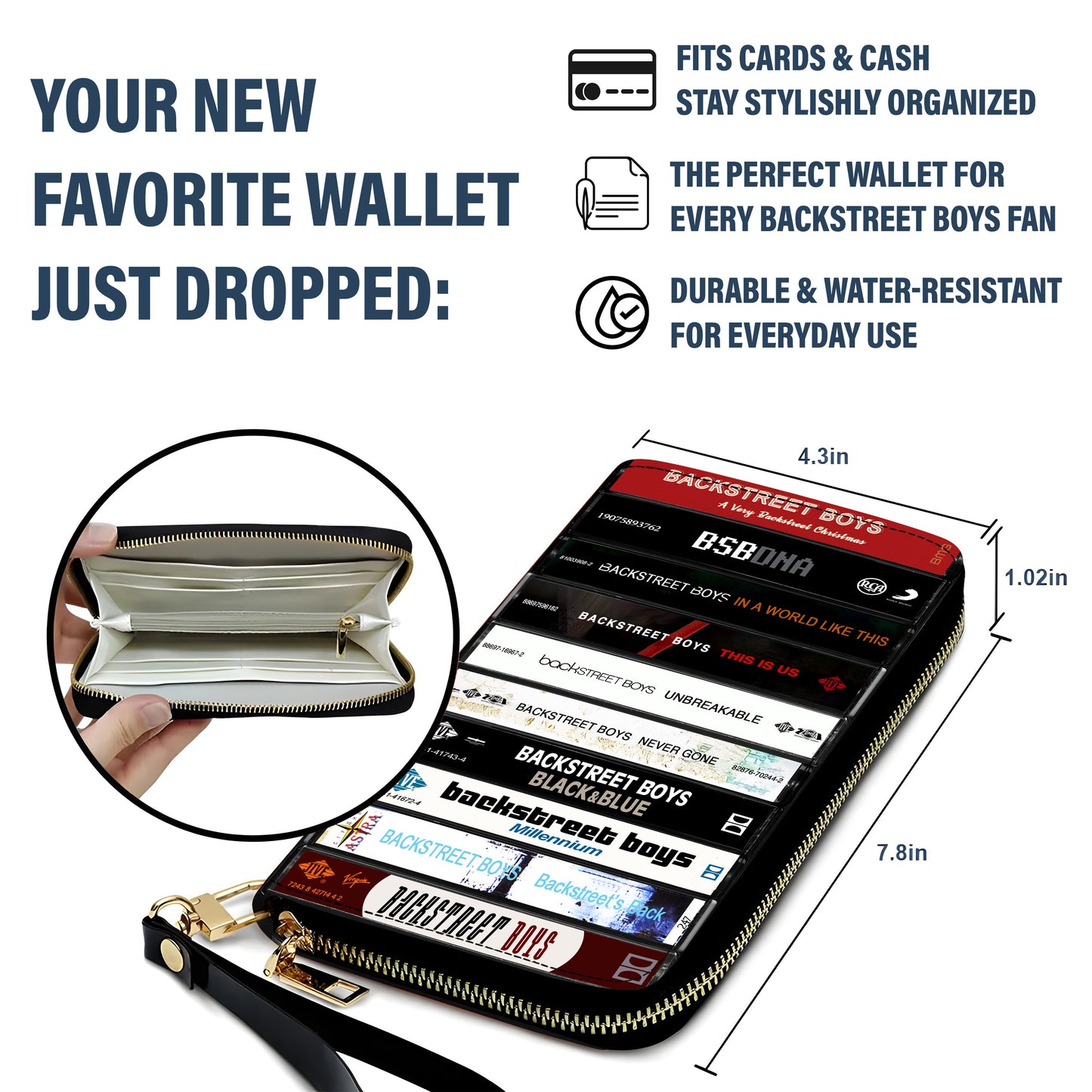 Backstreet Boys Albums Cassette Vintage Leather Long Wallet