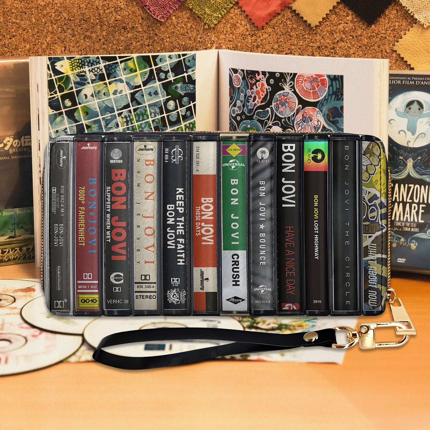 Bon Jovi Albums Cassette Vintage Leather Long Wallet