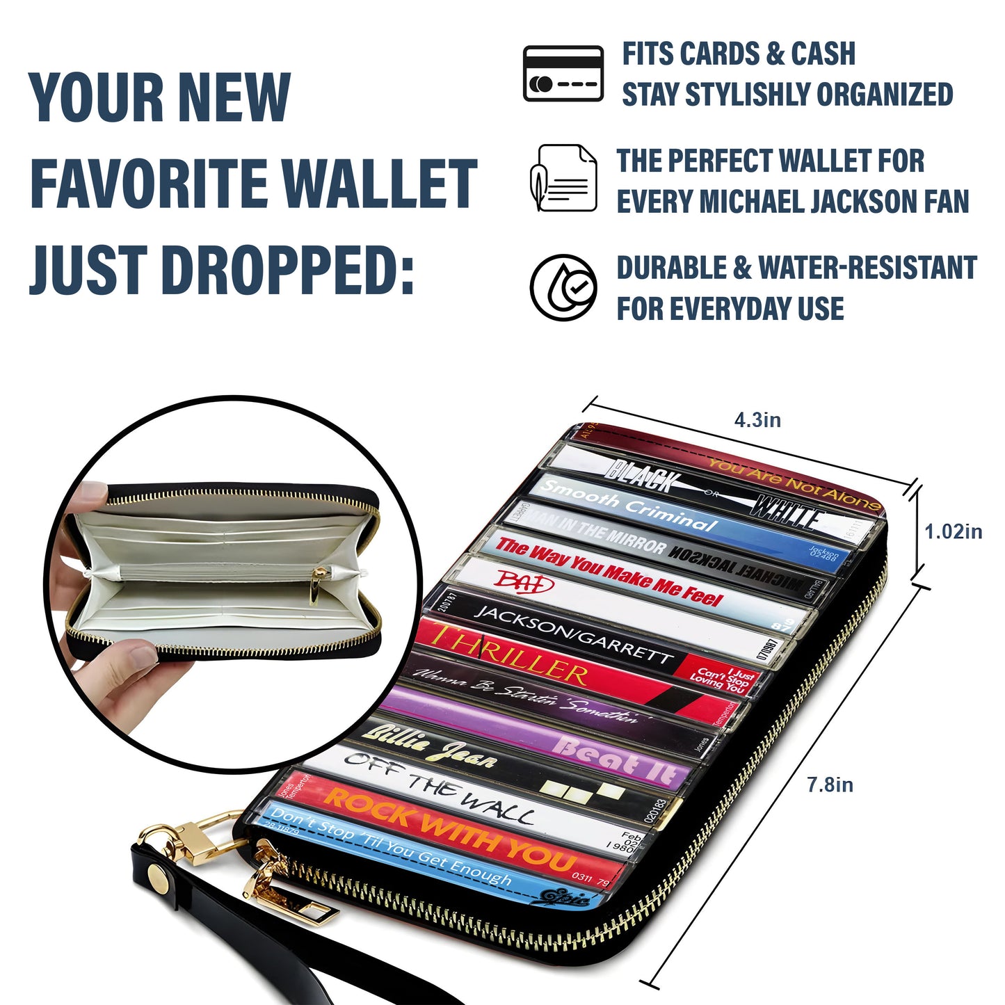 Michael Jackson Albums Cassette Vintage Leather Long Wallet