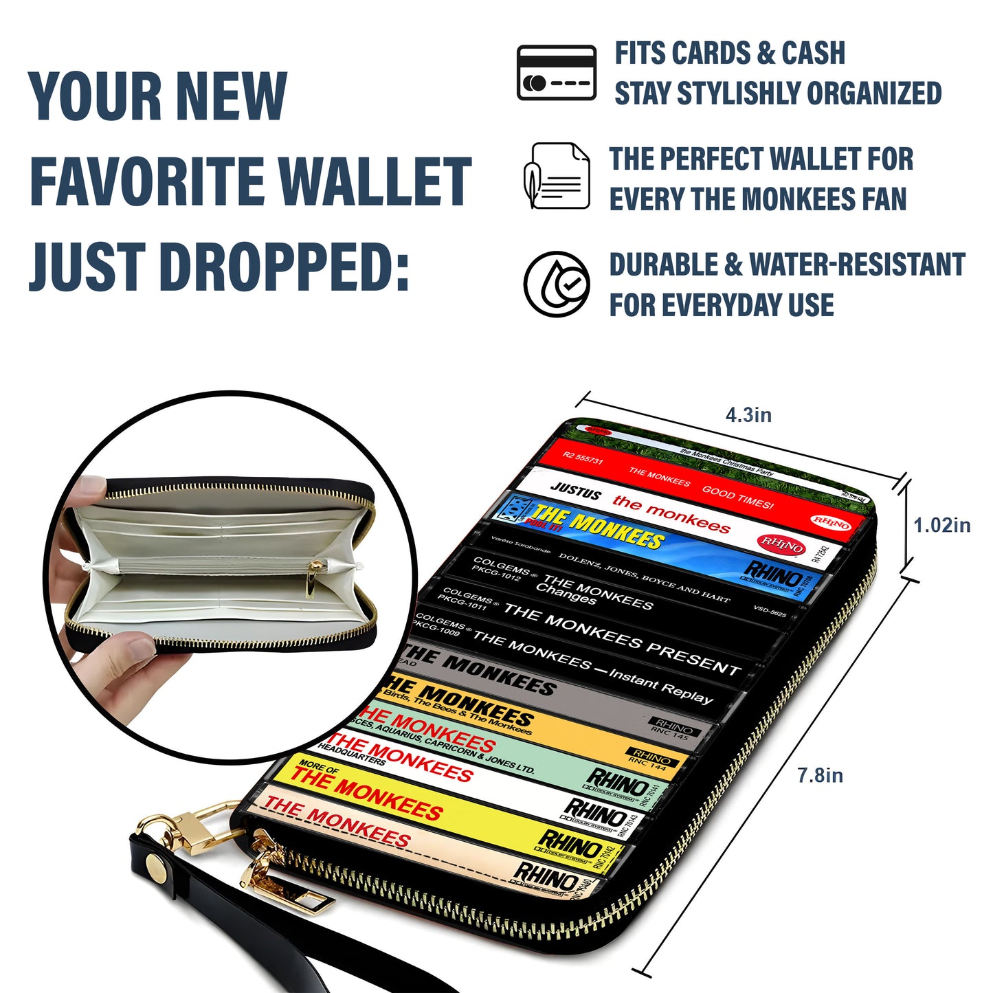 The Monkees Albums Cassette Vintage Leather Long Wallet