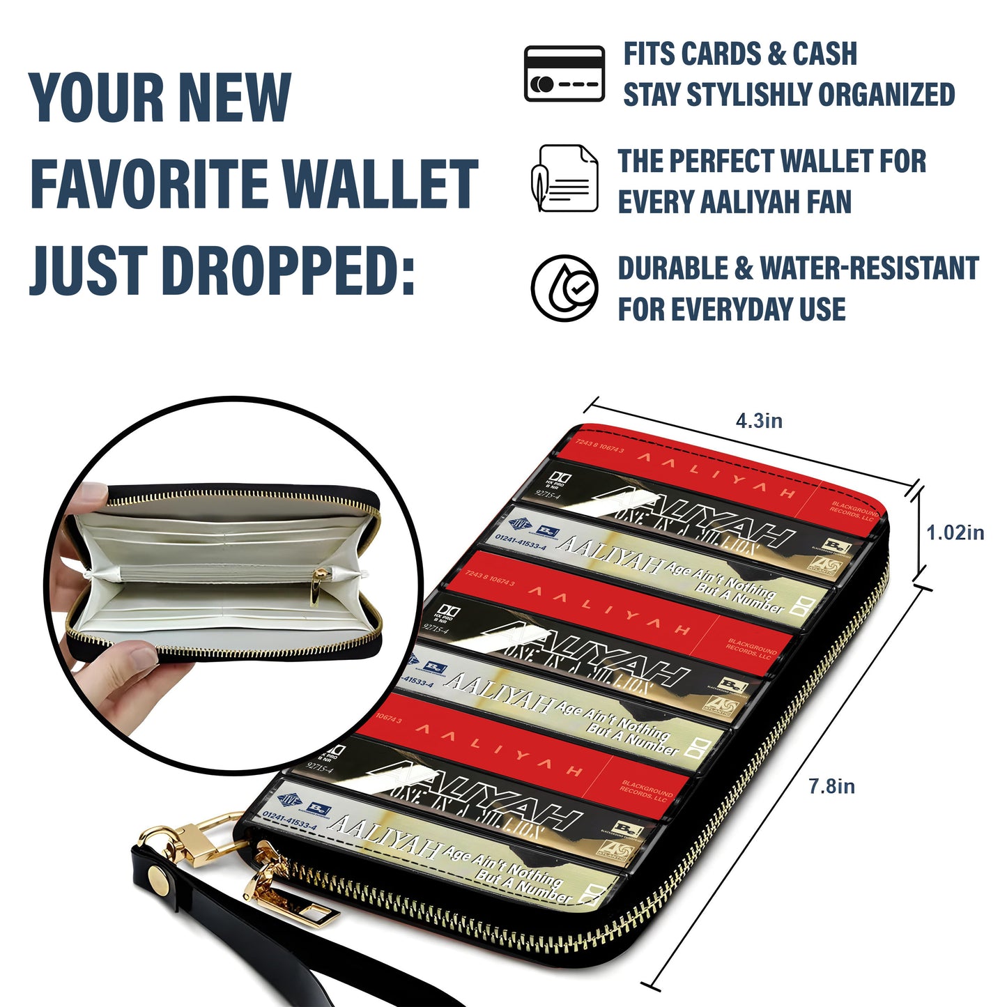 Aaliyah Albums Cassette Vintage Leather Long Wallet