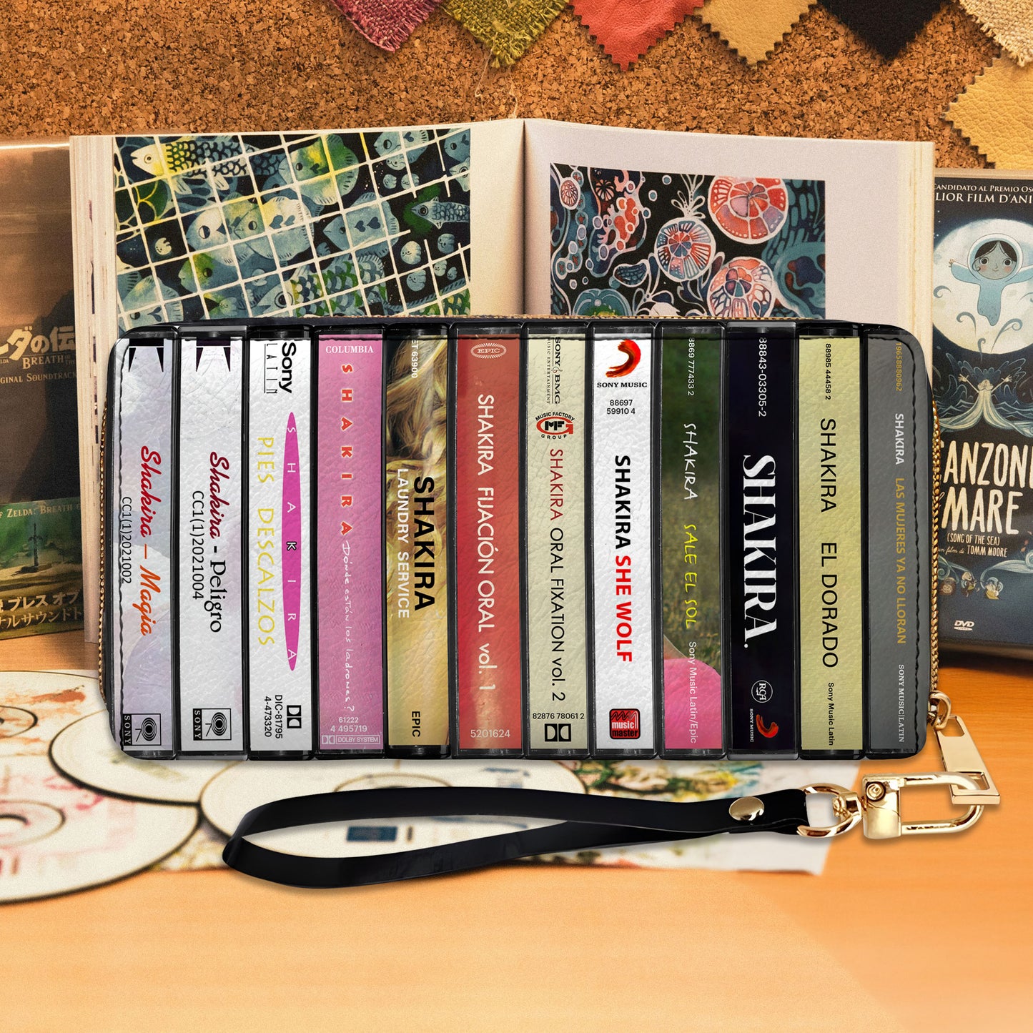 Shakira Albums Cassette Vintage Leather Long Wallet