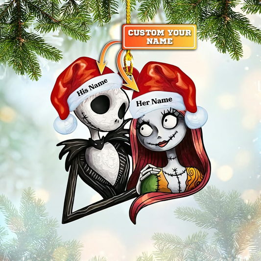 Custom Name Jack and Sally Christmas Ornament