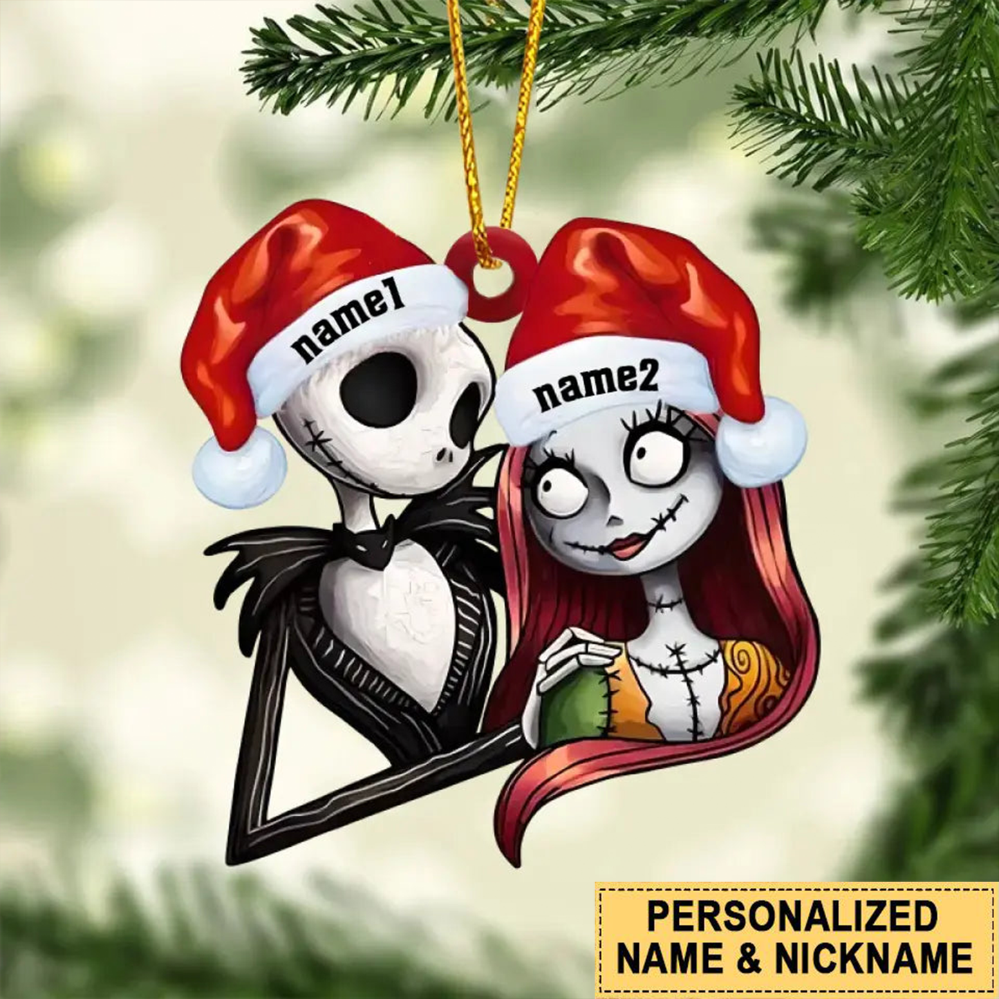 Custom Name Jack and Sally Christmas Ornament