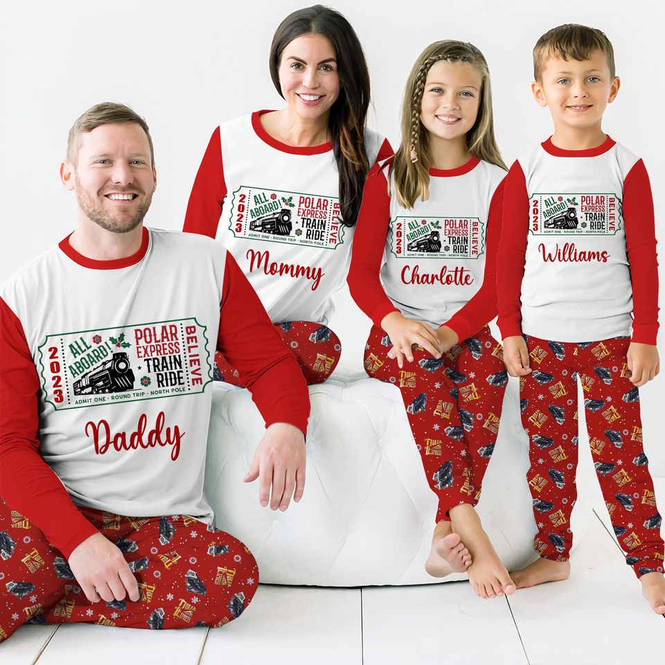 Custom The Polar Express Inspired Pajamas Set Family Matching Pajamas Set - Version 7