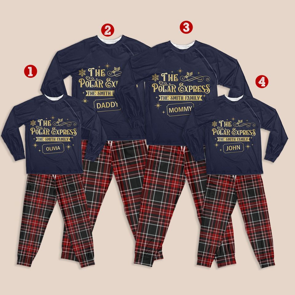 Custom The Polar Express Inspired Pajamas Set Family Matching Pajamas Set - Version 5