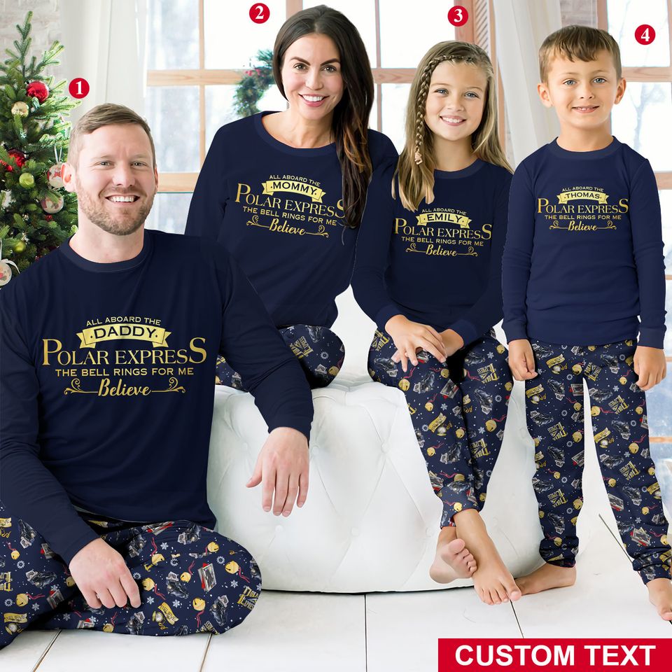 Custom The Polar Express Inspired Pajamas Set Family Matching Pajamas Set - Version 8