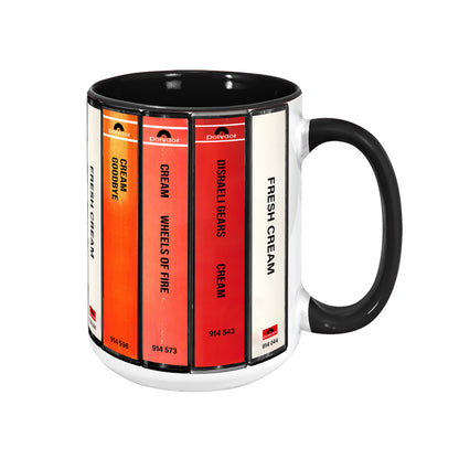 Cream Albums Cassette Collection Retro Accent Edge-to-Edge Printed Mug
