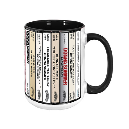 Donna Summer Albums Cassette Collection Retro Accent Edge-to-Edge Printed Mug
