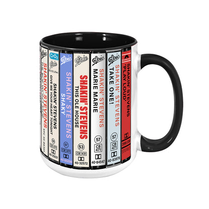 Shakin' Stevens Albums Cassette Collection Retro Accent Edge-to-Edge Printed Mug