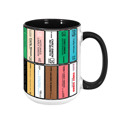 Carly Simon Albums Cassette Collection Retro Accent Edge-to-Edge Printed Mug