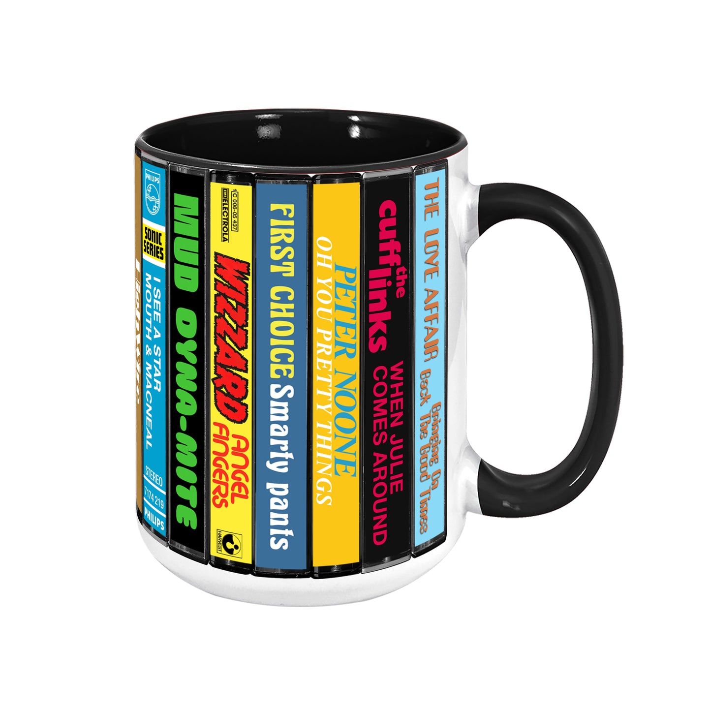 UK Pop Hits: More 70s Albums Cassette Collection Retro Accent Edge-to-Edge Printed Mug