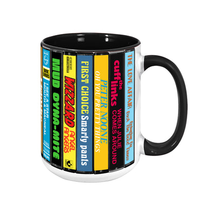 UK Pop Hits: More 70s Albums Cassette Collection Retro Accent Edge-to-Edge Printed Mug