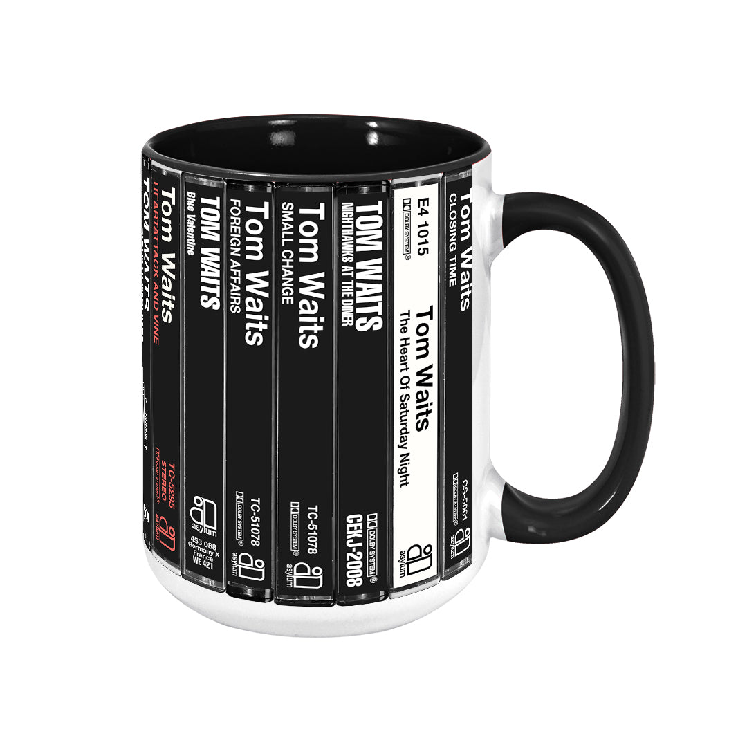 Tom Waits Albums Cassette Collection Retro Accent Edge-to-Edge Printed Mug