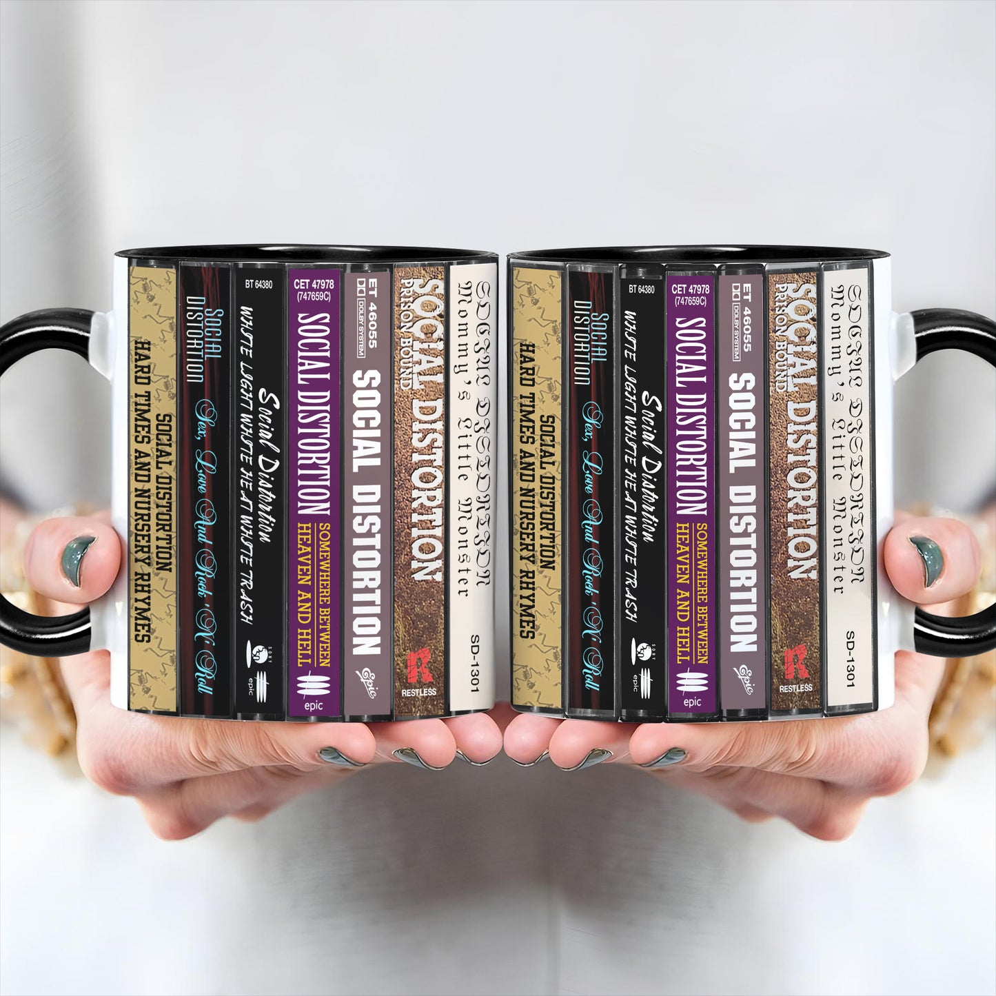 Social Distortion Albums Cassette Collection Retro Accent Edge-to-Edge Printed Mug