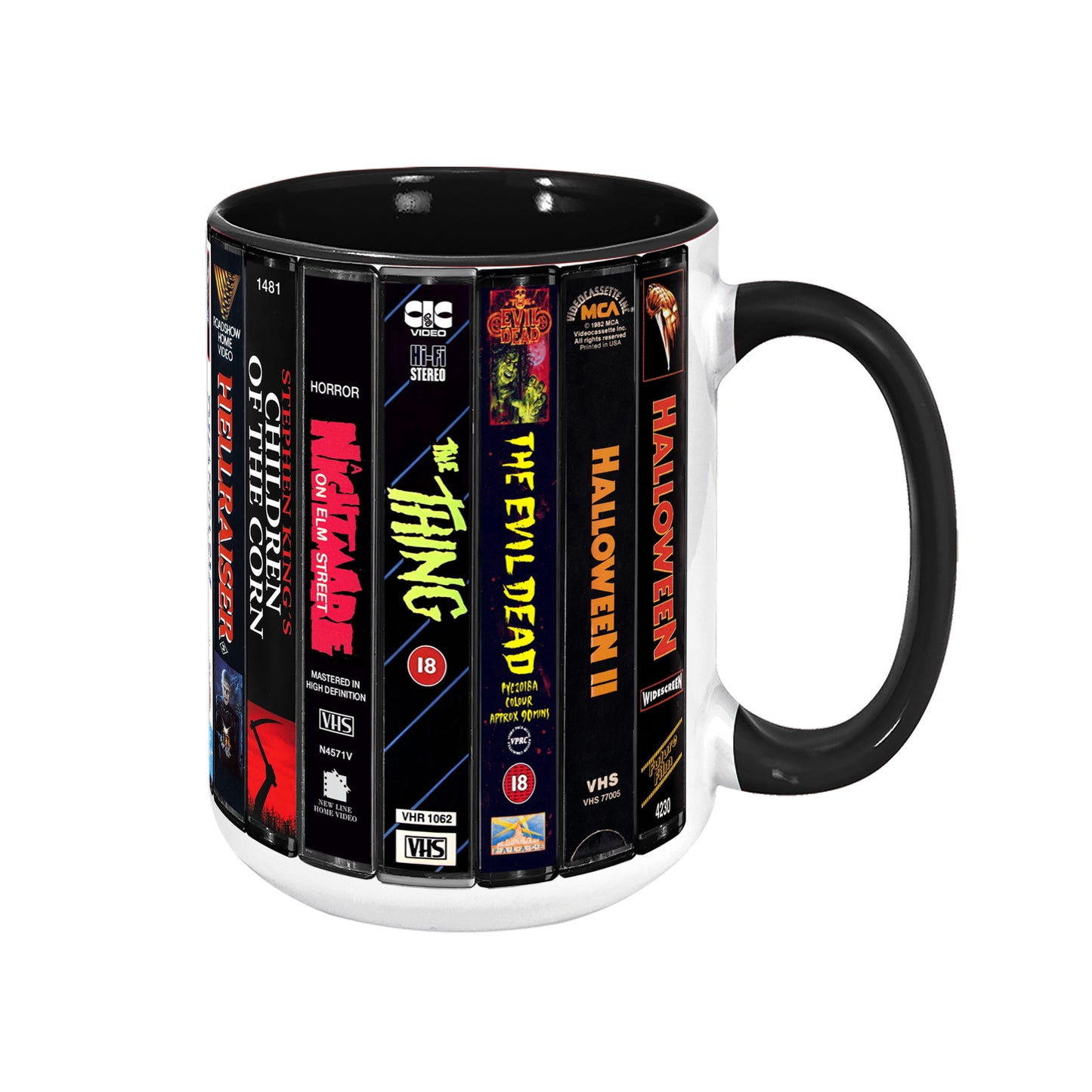 VHS Horror Movies Collection Retro Accent Edge-to-Edge Printed Mug