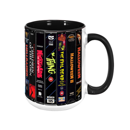 VHS Horror Movies Collection Retro Accent Edge-to-Edge Printed Mug