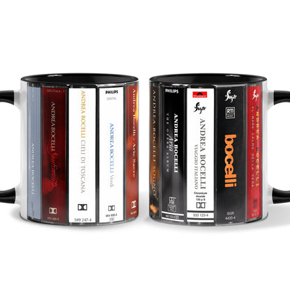 Andrea Bocelli Albums Cassette Collection Retro Accent Mug