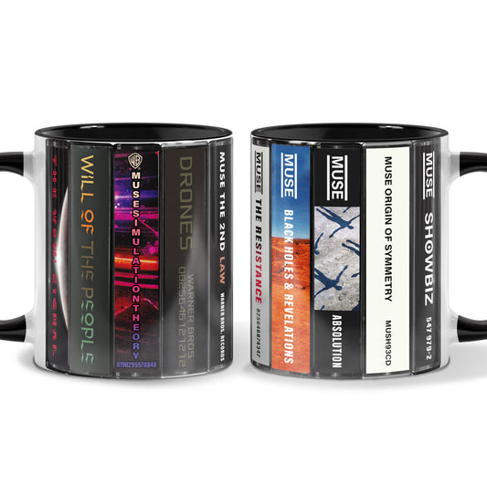 Muse Albums Cassette Collection Retro Accent Edge-to-Edge Printed Mug