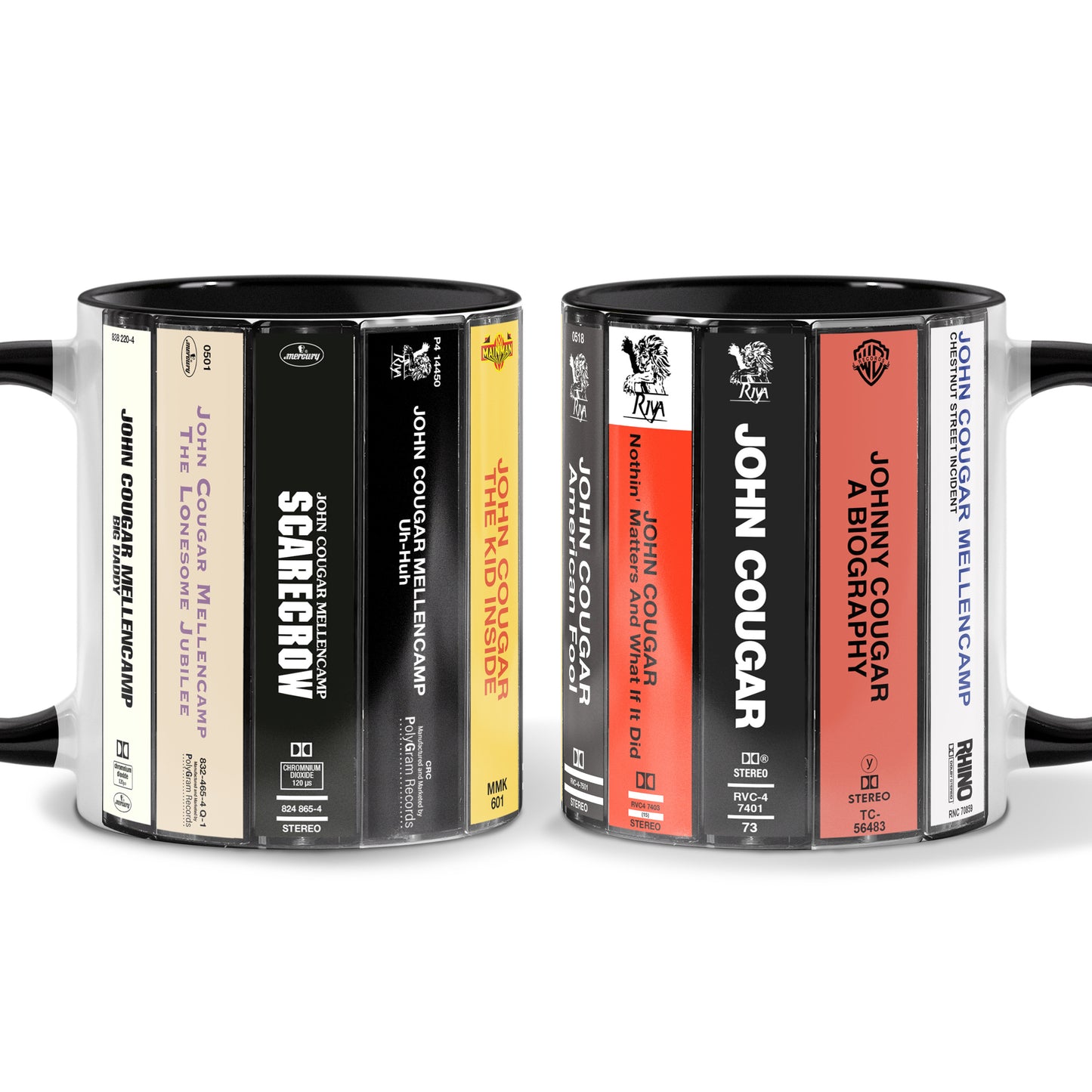 John Mellencamp Albums Cassette Collection Retro Accent Mug