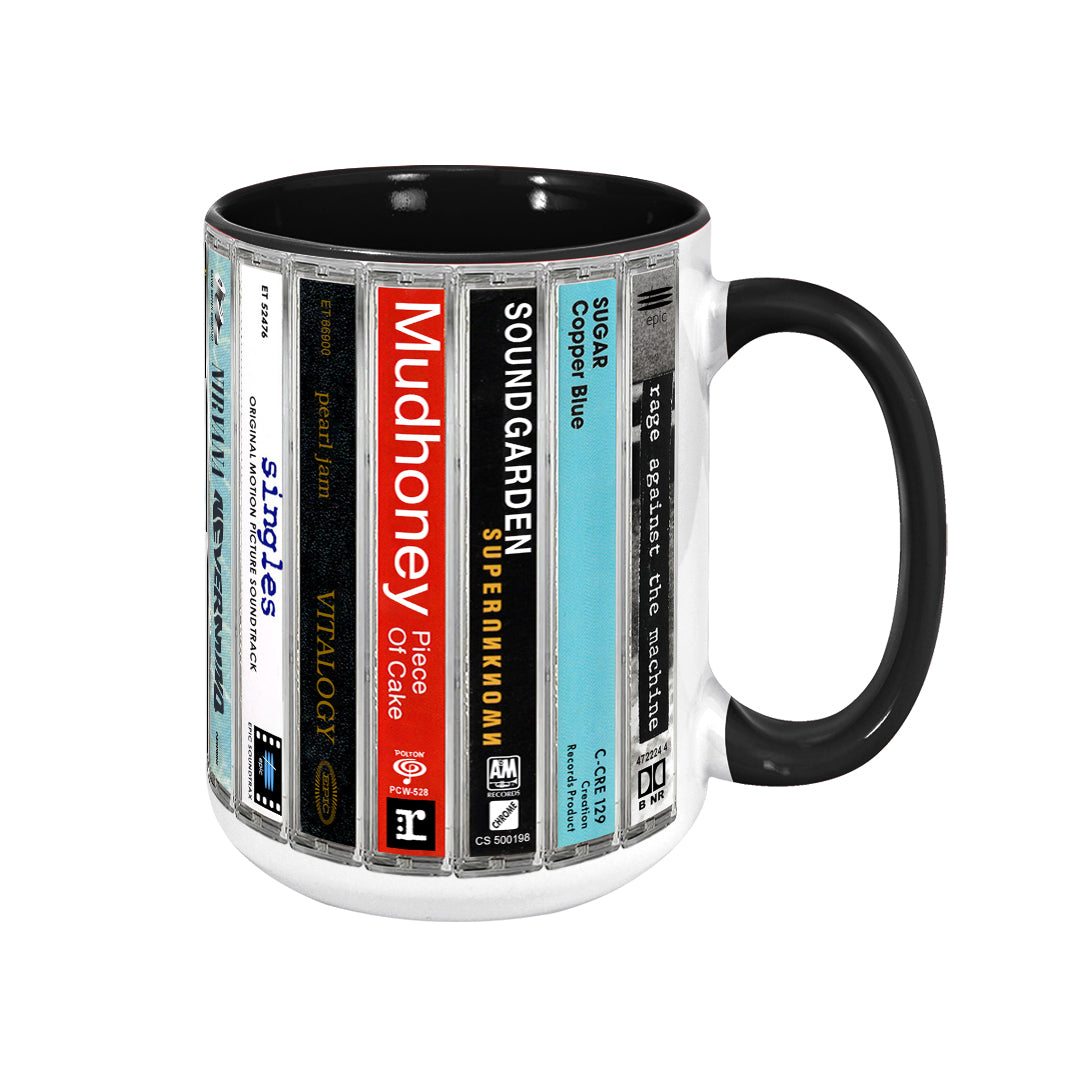 Classic Grunge Bands Music Cassette Accent Mug