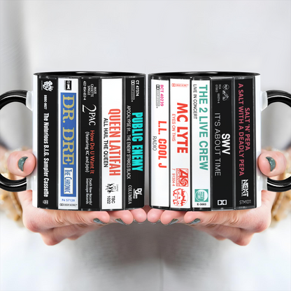 Hip Hop Tapes Cassette Collection Retro Accent Edge-to-Edge Printed Mug