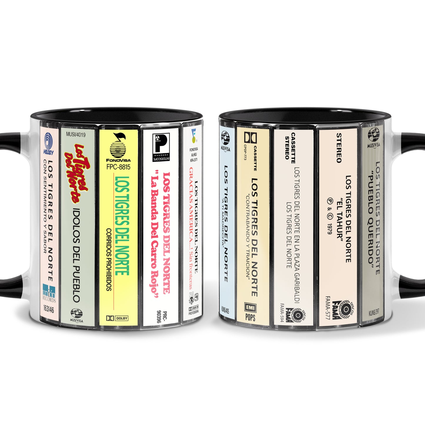 Los Tigres del Norte Albums Cassette Collection Retro Accent Mug