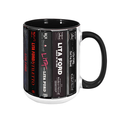 Lita Ford Albums Cassette CollectionRetro Accent Mug