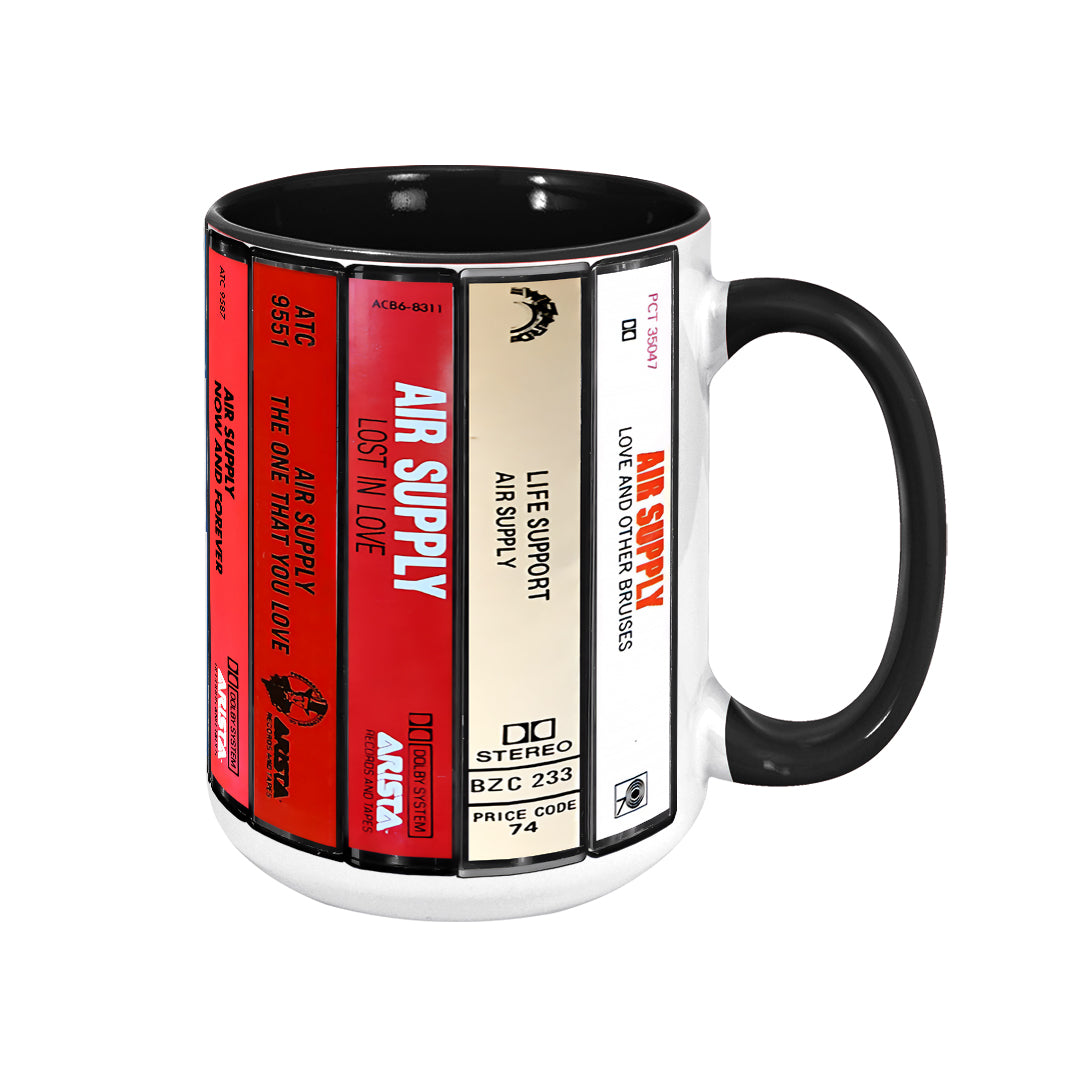 Air Supply Albums Cassette Collection Retro Accent Edge-to-Edge Printed Mug