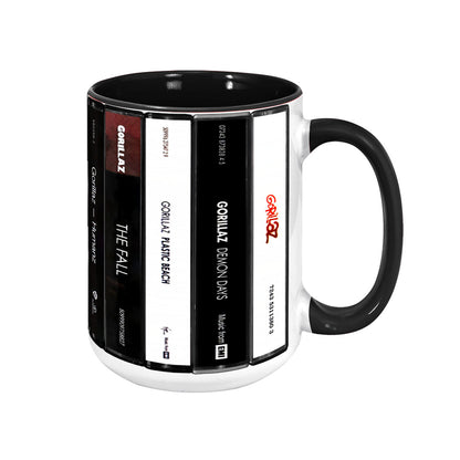 Gorillaz Albums Cassette Collection Retro Accent Edge-to-Edge Printed Mug