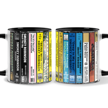 Smokey Robinson Albums Cassette Collection Retro Accent Mug