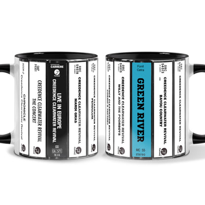 Creedence Clearwater Revival Albums Cassette Collection Retro Accent Edge-to-Edge Printed Mug