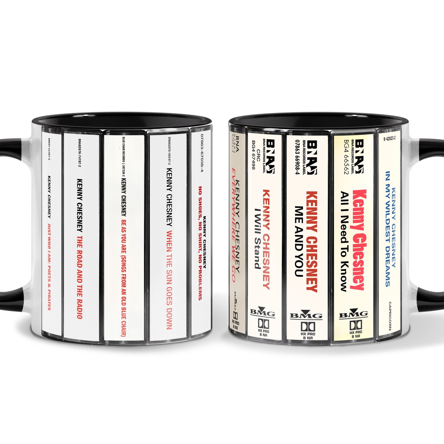 Kenny Chesney Albums Cassette Collection Retro Accent Mug