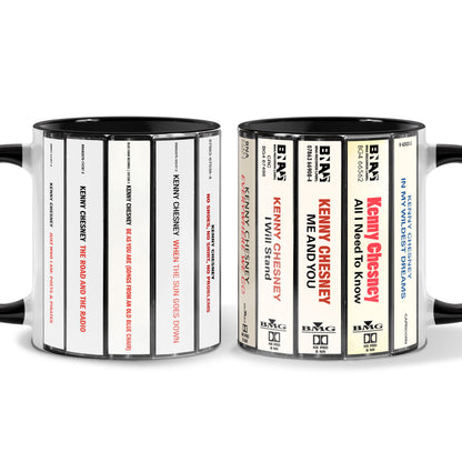 Kenny Chesney Albums Cassette Collection Retro Accent Mug