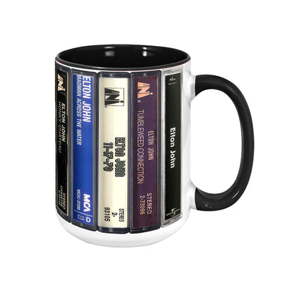 Elton John Albums Cassette Collection Retro Accent Mug