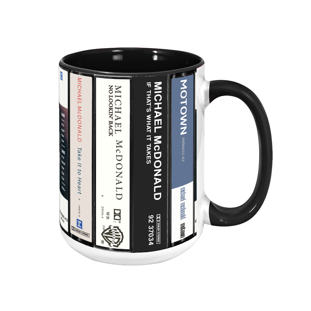 Michael McDonald Albums Cassette Collection Retro Accent Edge-to-Edge Printed Mug