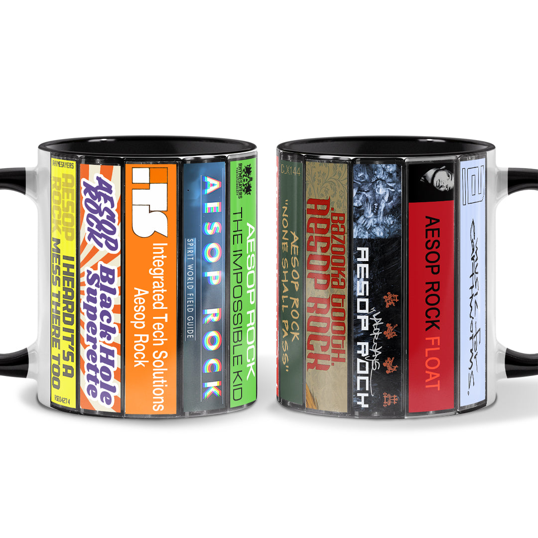 Aesop Rock Albums Cassette Collection Retro Accent Mug