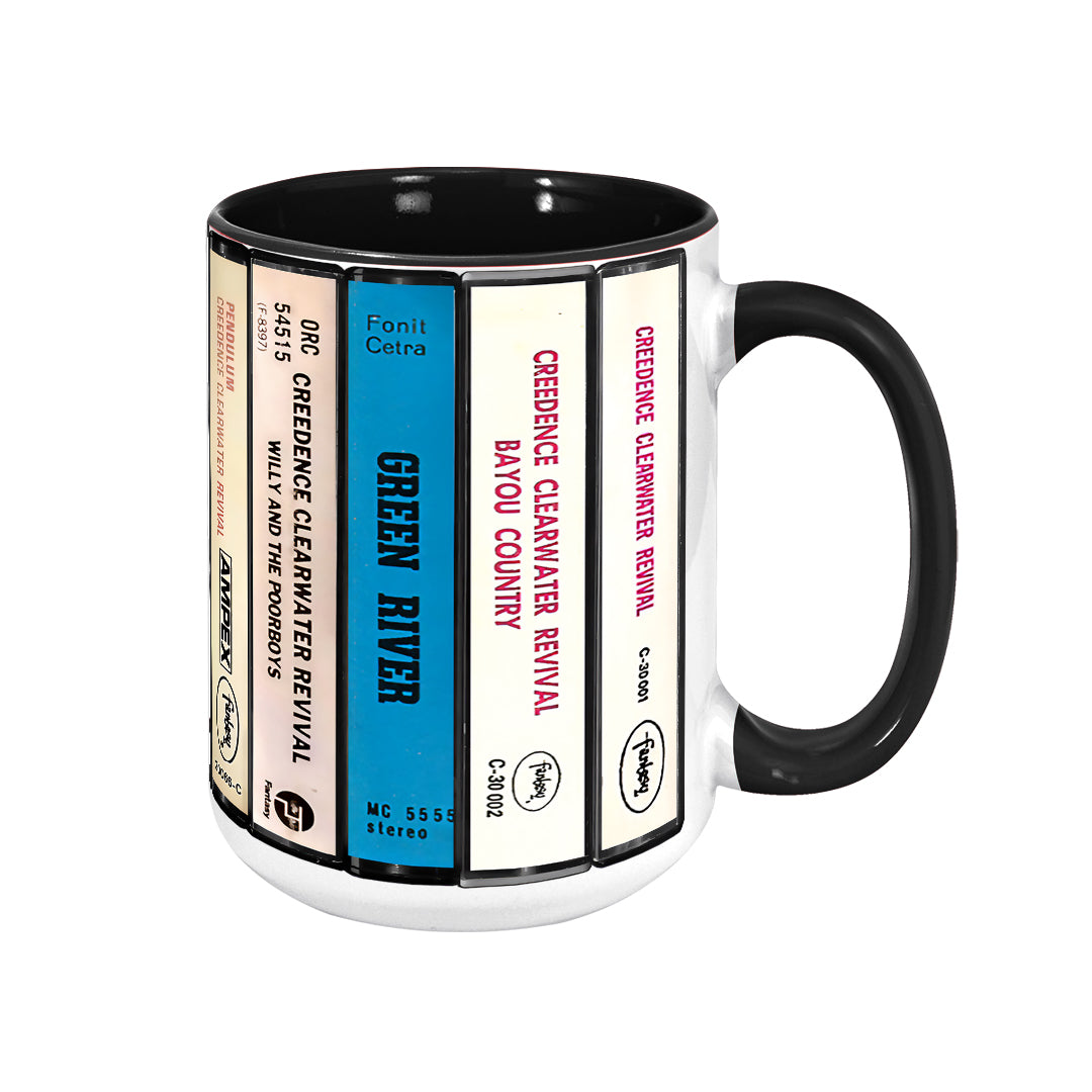 Creedence Clearwater Revival Albums Cassette Collection Retro Accent Edge-to-Edge Printed Mug