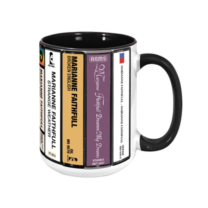 Marianne Faithfull Albums Cassette Collection Retro Accent Edge-to-Edge Printed Mug