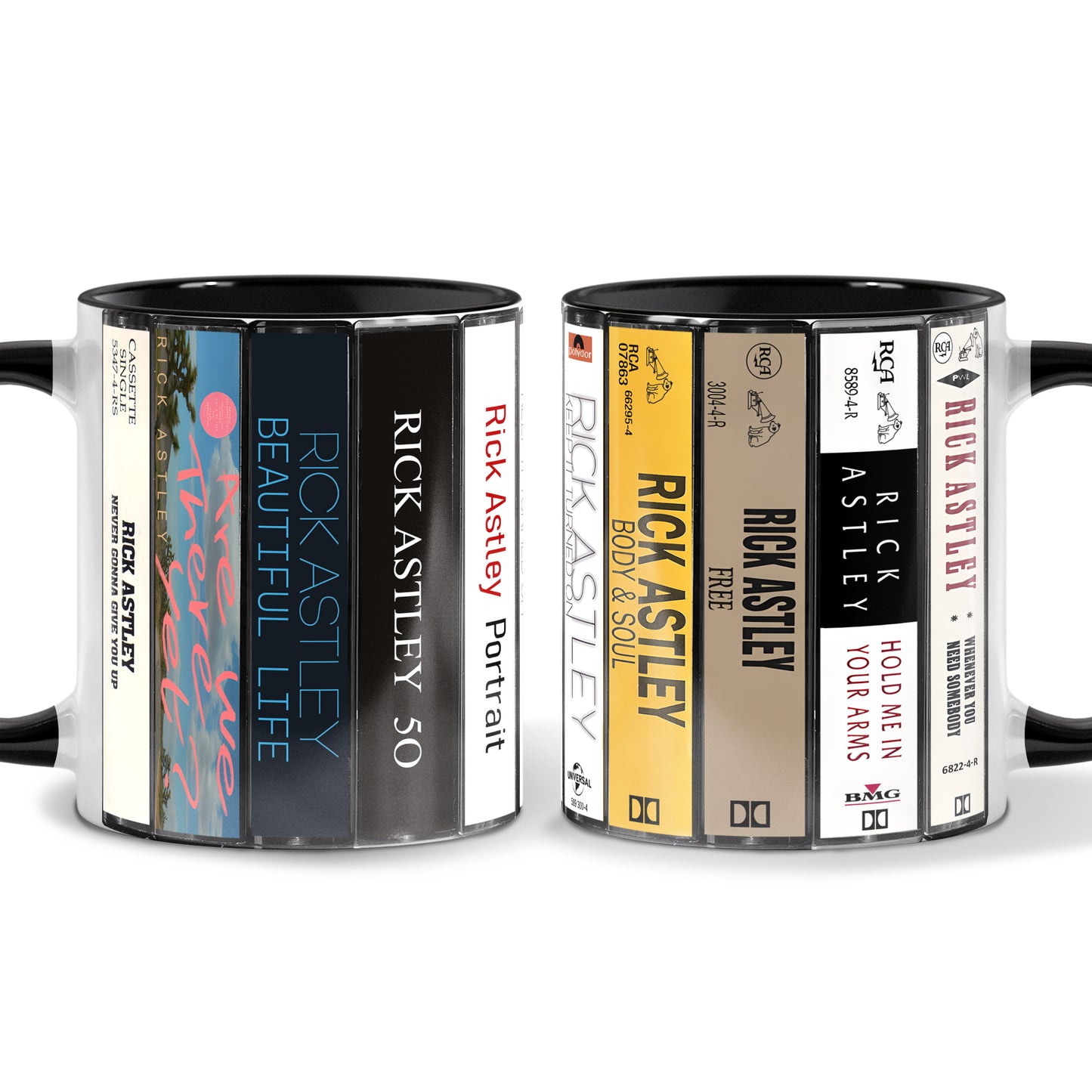 Rick Astley Albums Cassette Collection Retro Accent Mug
