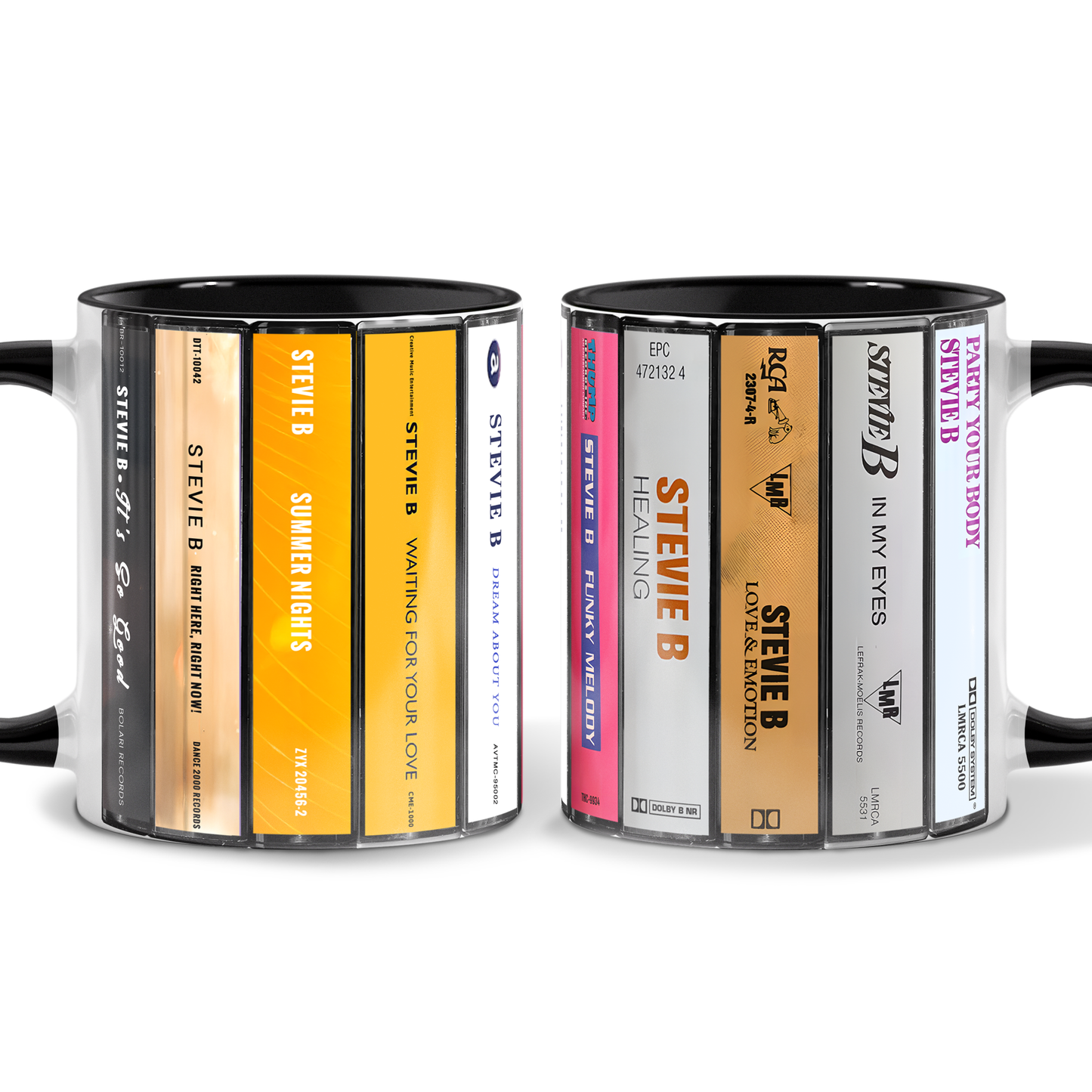 Stevie B Albums Cassette Collection Retro Accent Mug