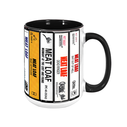 Meat Loaf Albums Cassette Collection Retro Accent Edge-to-Edge Printed Mug