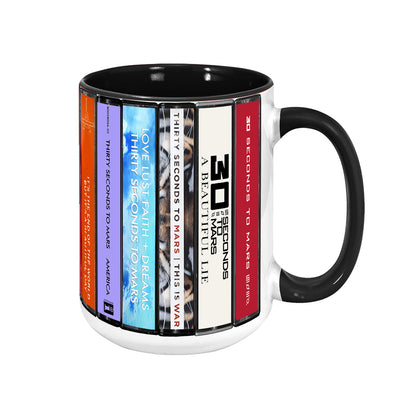 30 Seconds to Mars Albums Cassette Collection Retro Accent Mug