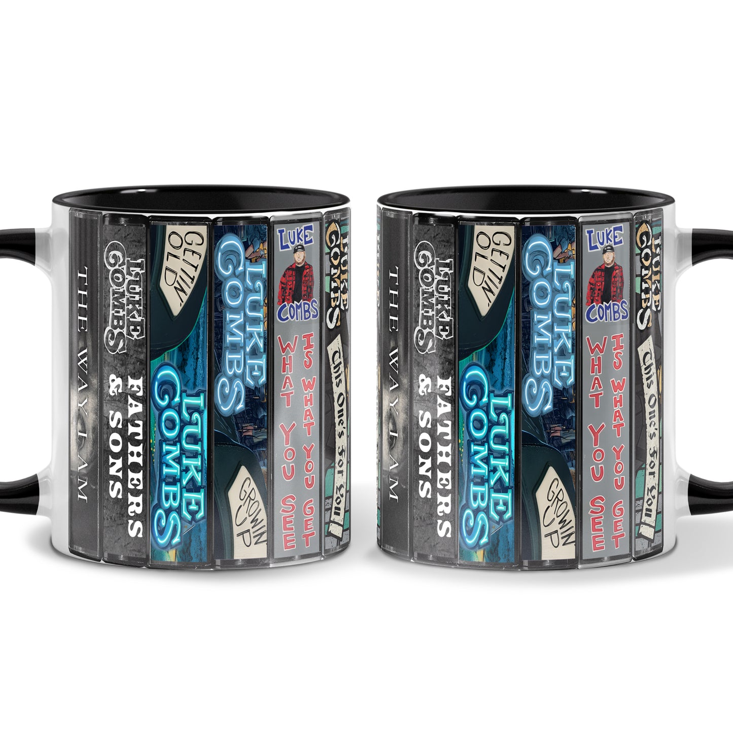 Luke Combs Albums Cassette Collection Retro Accent Mug