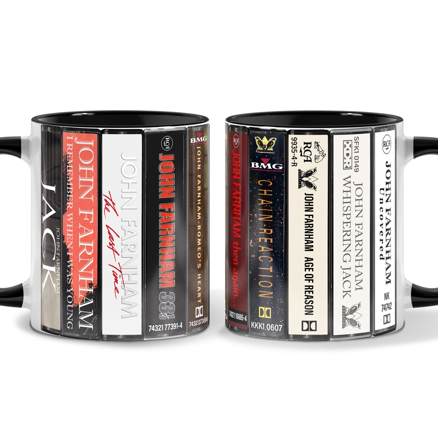 John Farnham Albums Cassette Collection Retro Accent Mug