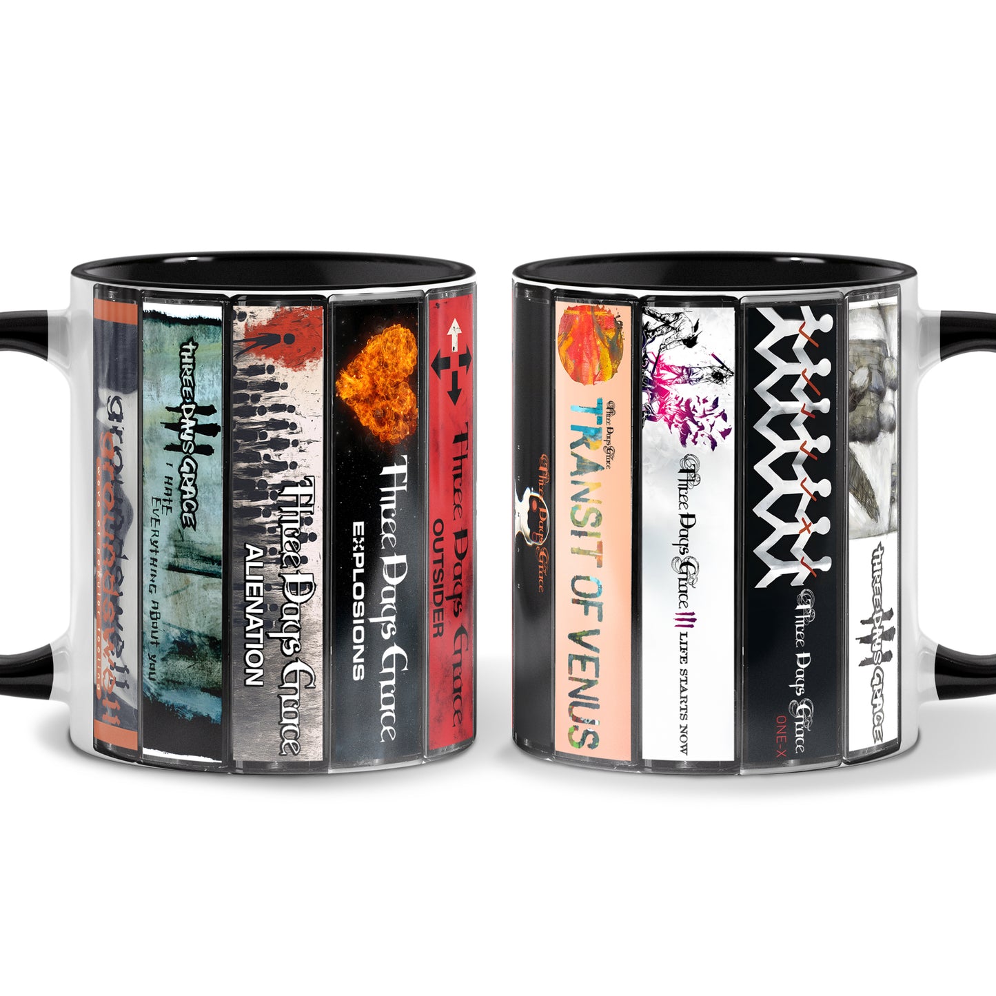 Three Days Grace Albums Cassette Collection Retro Accent Mug