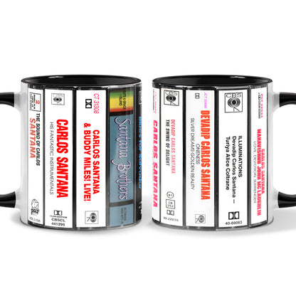 Carlos Santana Albums Cassette Collection Retro Accent Mug