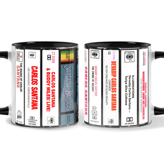 Carlos Santana Albums Cassette Collection Retro Accent Mug